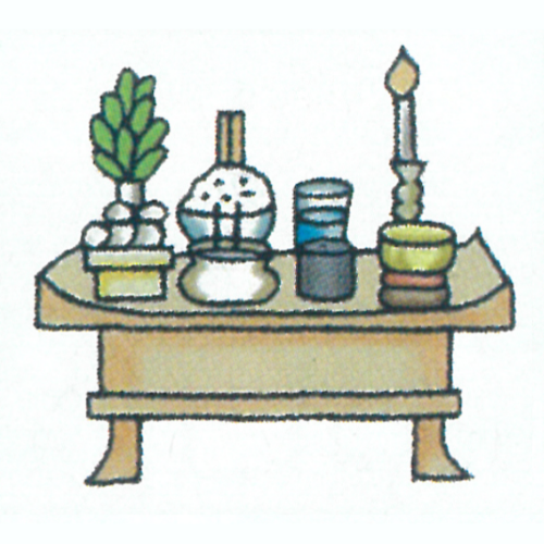 枕飾り 枕飾りのイラストです。